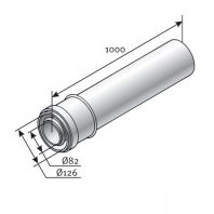 Saunier Duval hosszabbítócső, l = 1000 mm, átmérő 125/80 mm