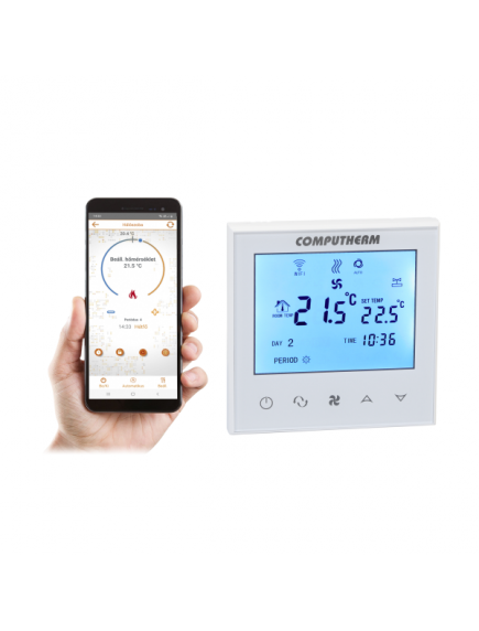 Computherm E280 FC programozható digitális Wi-Fi fan-coil termosztát 2- és 4-csöves rendszerekhez