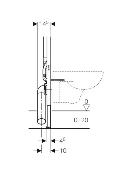 Geberit Duofix fali WC szerelőelem, 114 cm, Sigma 8 cm-es falsík alatti öblítőtartállyal