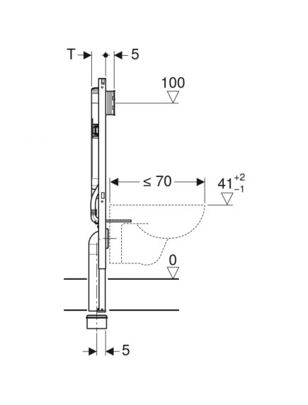 Geberit Duofix fali WC szerelőelem, 114 cm, Sigma 8 cm-es falsík alatti öblítőtartállyal