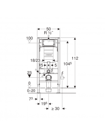 Geberit Duofix fali WC szerelőelem 112 cm, Sigma 12 cm-es falsík alatti öblítőtartállyal (UP320) 111.300.00.5