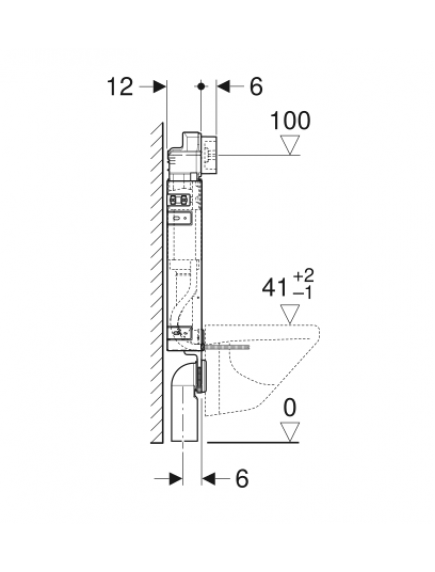 Geberit Kombifix fali WC szerelőelemek Delta falsík alatti öblítőtartállyal 12 cm (UP100) 110.100.00.1