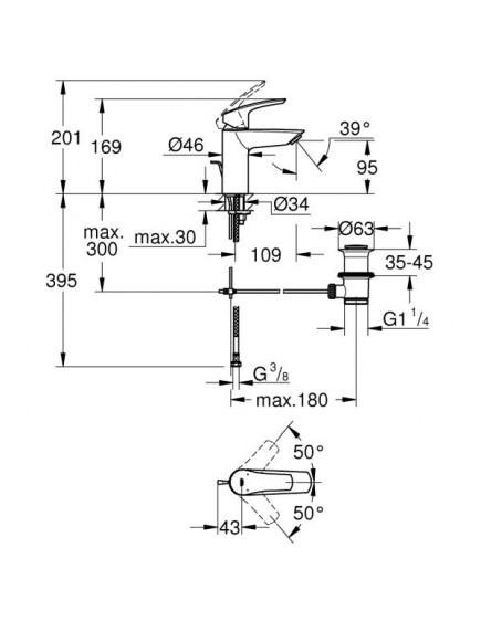 Grohe Eurosmart egykaros mosdócsaptelep 1/2″ s-es méret