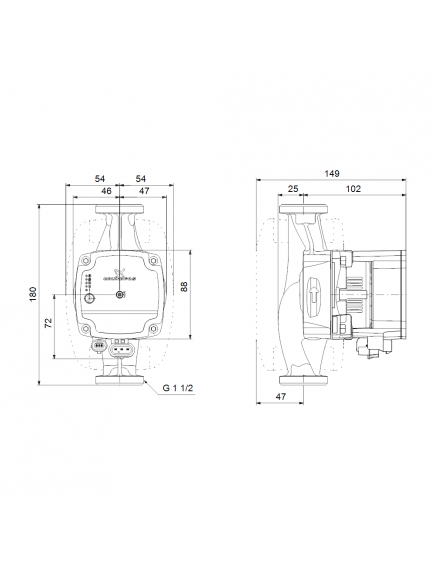 Grundfos Alpha1 L 25 – 40 elektronikusan szabályzott nagyhatásfokú keringető fűtési rendszer szivattyú 99160579