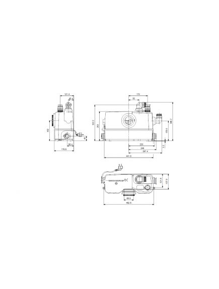Grundfos Sololift2 WC-3 kompakt, beépítésre kész automata átemelő berendezés, integrált, erőteljes vágórendszerrel