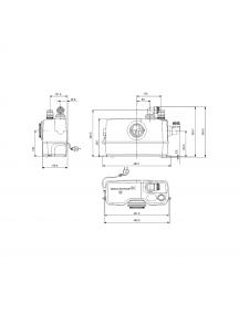 Grundfos Sololift2 WC-1 automatikus üzemű szennyezett-vízátemelő telep padló feletti telepítéshez WC csatlakozási lehetőséggel 97775314