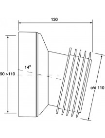 Mc Alpine Wc csatlakozó, dőlt tengelyű, 14fok, 140mm