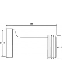 Mc Alpine HC Wc bekötőcső, egyenes, 100X110X260MM, dn100