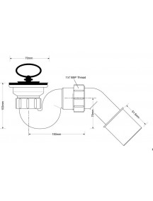 Mc Alpine HC25 zuhanytálca szifon 40mm, 6/4"x70mm, fém leeresztőszeleppel