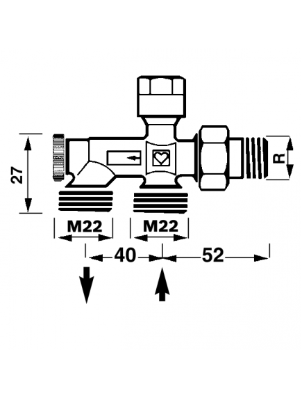 Herz 1000 bypass szeleptest kétcsöves fűtési rendszerre 1/2" - M22 1 7186 11