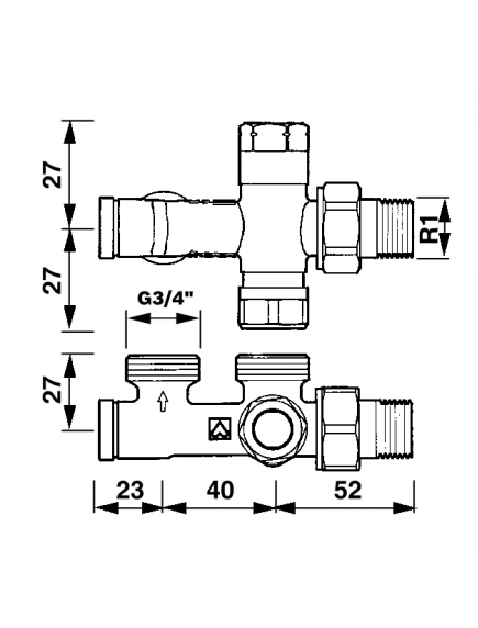 Herz 1000 bypass szeleptest kétcsöves fűtési rendszerre 1/2" - G3/4" 1 7189 14