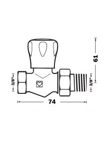 Herz RL-1 egyenes visszatérő radiátor szelep BM 3/8" 1 3723 40