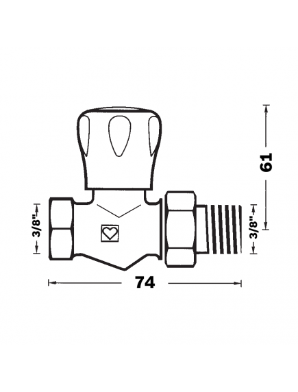 Herz GP egyenes radiátorszelep 3/8" BM 1 5523 20