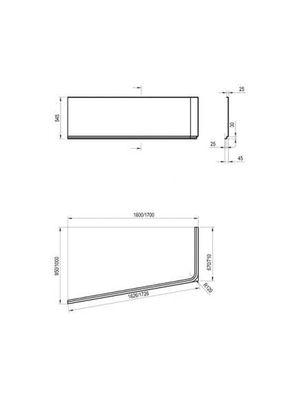 Ravak 10° aszimmetrikus jobbos akril fürdőkád 1600 x 950 - C841000000