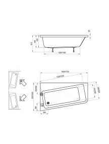 Ravak 10° aszimmetrikus balos akril fürdőkád 1600 x 950 - C831000000