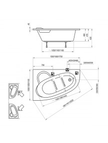 Ravak Asymmetric aszimmetrikus jobbos akril fürdőkád 1600 x 1050 - C471000000