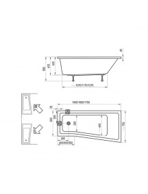 Ravak BeHappy II aszimmetrikus balos akril fürdőkád 1500 x 750 - C981000000