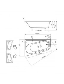 Ravak Chrome aszimmetrikus jobbos akril fürdőkád 1600 x 1050 - CA61000000