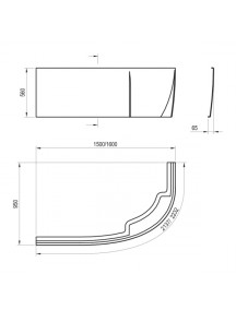 Ravak Rosa 95 aszimmetrikus jobbos akril fürdőkád 1500 x 950 - C561000000