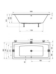 Ravak Formy 02 Slim vékony peremű akril fürdőkád 1800 x 800 - C891300000