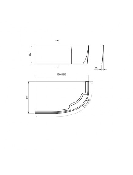Ravak Rosa 95 aszimmetrikus balos akril fürdőkád 1600 x 950 - C571000000
