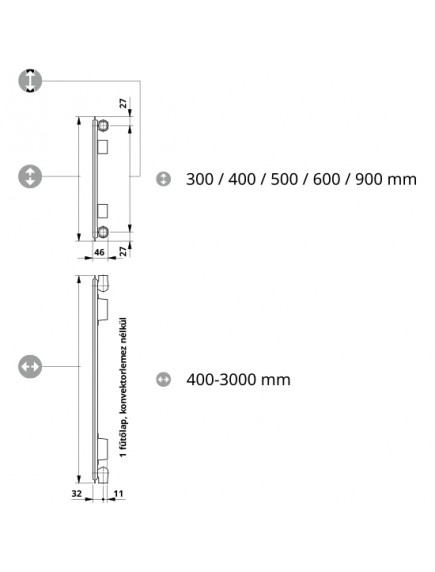 Vogel & Noot acéllemez radiátor 21 EKE 300x720 kompakt