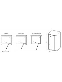 Ravak Pivot PDOP2-110, kétrészes kifelé nyíló zuhanyajtó, fehér+transparent üveg