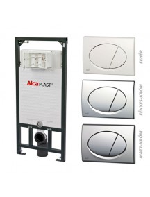 Alcaplast A101 nyomólapos WC szett - falba építhető WC tartály szerelőkerettel, fehér nyomólappal