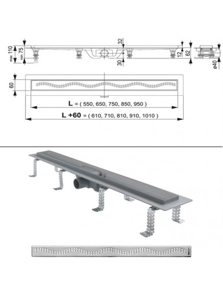 Alcaplast APZ8 zuhanyfolyóka 950M