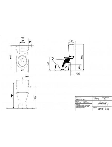 Alföldi Saval 2.0 Mélyöblítésű monoblokk WC, alsó kifolyású, Easyplus (CSAK WC) 7090 09 R1