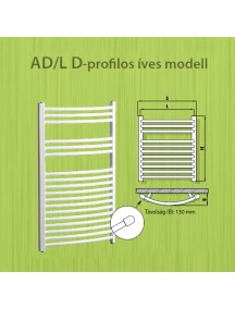 Radeco törölközőszárítós íves csőradiátor AD/L d-profilos 545x870