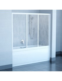 RAVAK AVDP3 - 120 kádparaván (3 részes toló rendszerű) - transparent üveggel - fehér kerettel