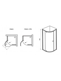 RAVAK Pivot PSKK3-100 háromrészes negyedköríves kifelé nyíló zuhanysarok,  szaténhatású keret és transparent üveg
