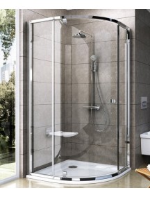 RAVAK Pivot PSKK3-100 háromrészes negyedköríves kifelé nyíló zuhanysarok,  szaténhatású keret és transparent üveg