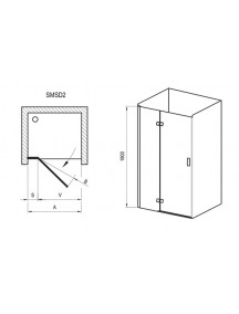 RAVAK SmartLine SMSD2-100 zuhanyajtó, Jobb, króm keret  és transparent üveg