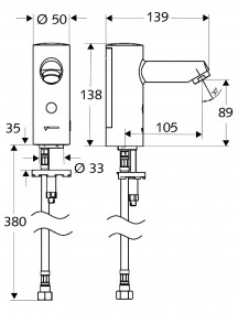 Schell Modus E elektronikus mosdócsaptelep, HD-M (magasnyomású-kevert víz) típus 12 V-os elemmel, króm